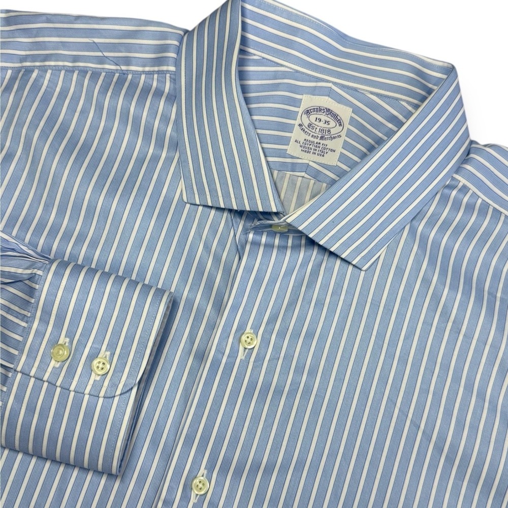 Brooks Brothers Makers & Merchants Dress Shirt Mens 19 3XL Striped Blue USA Made